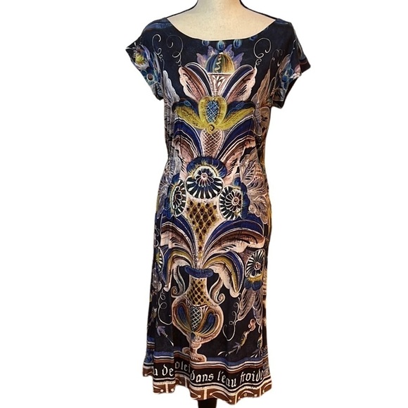 Rochas Dresses & Skirts - Rochas Silk Midi Short Sleeve Dress Sz-44/8